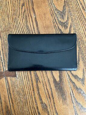 Vintage Coach Black Leather Wallet w/ Checkbook Holder